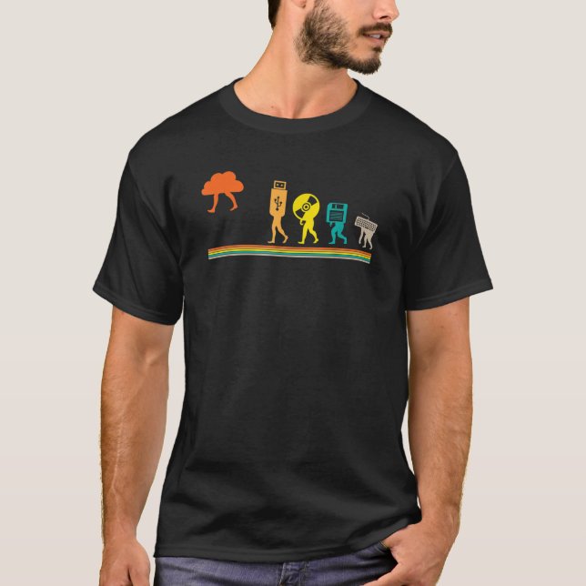 Camiseta Software de Script HTML de Disquete USB da Nuvem E (Frente)