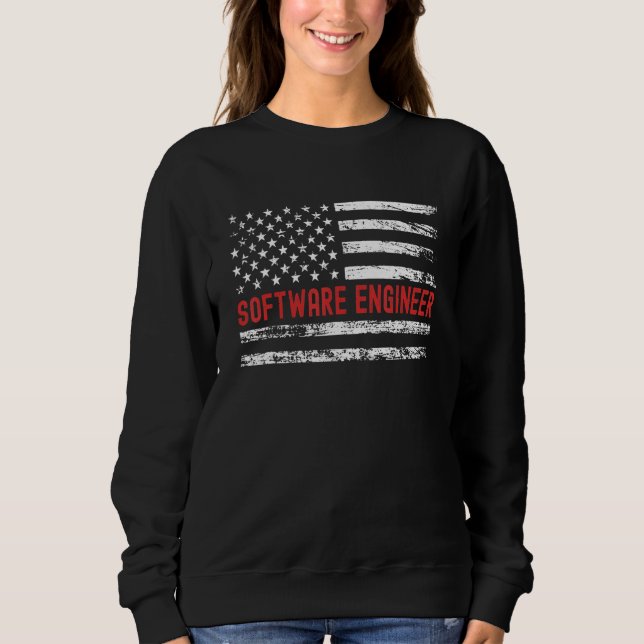 Camiseta Software Engineer USA Flag Profession Retro Job Ti (Frente)