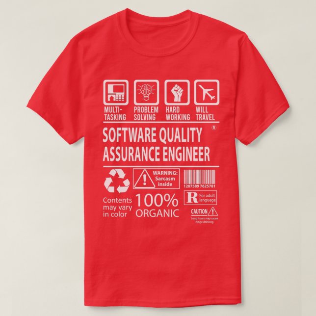 Camiseta Software Quality Assurance Engineer MultiTasking C (Frente do Design)