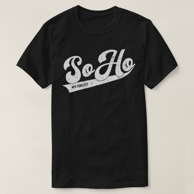 Camiseta Soho New York City Typographic Distressed Design  (Frente do Design)
