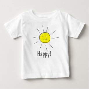 Camiseta Sol Amarelo Feliz com Smiley face 