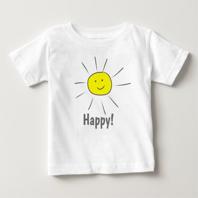 Camiseta Sol Amarelo Feliz com Smiley face  (Frente)