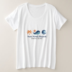 Camiseta Sol, Areia, Repita, Dias Simples, Maneiras Salgada