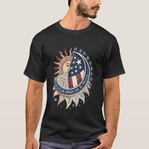 Camiseta Sol Asteca & Estrelas da Bandeira dos EUA u2013 Or