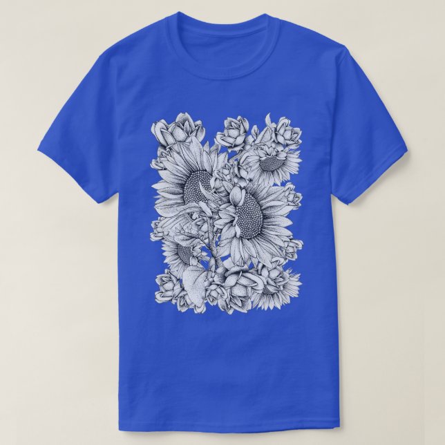 Camiseta Sol branco pretoFlores e Rosas (Frente do Design)