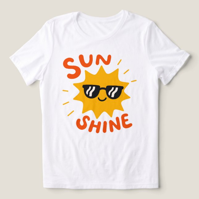 Camiseta Sol Brilhante Feliz com Óculos de Sol Retro  (Design frontal)