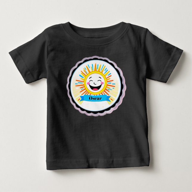 Camiseta Sol Cartoon Alegre Com Rosto Sorridente (Frente)