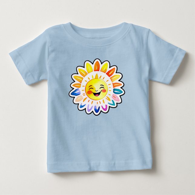 Camiseta Sol Cartoon Alegre Com Rosto Sorridente (Frente)
