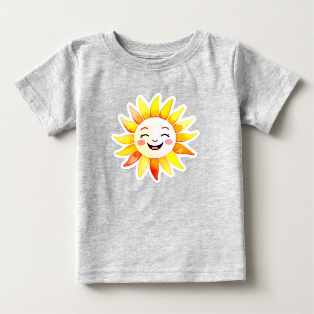 Camiseta Sol Cartoon Alegre Com Rosto Sorridente (Frente)