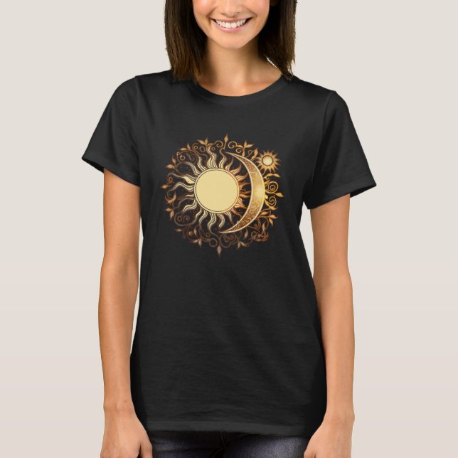 Camiseta Sol Celestial Lua Ioga Meditação Zen Budismo Sy (Frente)