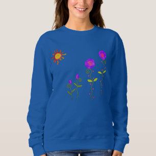 Camiseta Sol com Flores Abstrato de Arte para Vestir