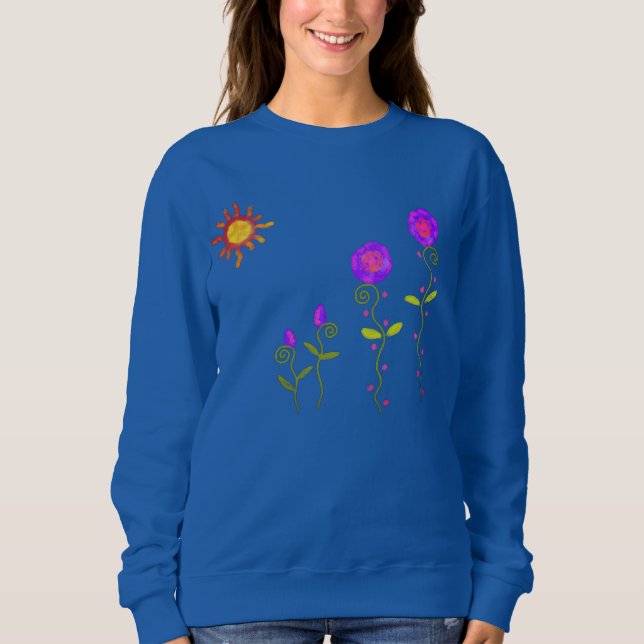 Camiseta Sol com Flores Abstrato de Arte para Vestir (Frente)