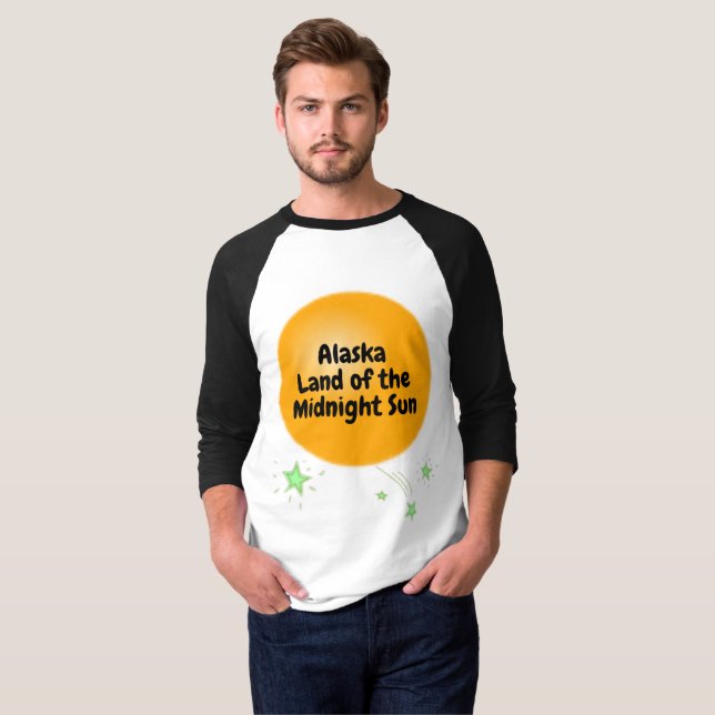 Camiseta Sol da Meia-Noite Dourado do Alasca (Frente Completa)