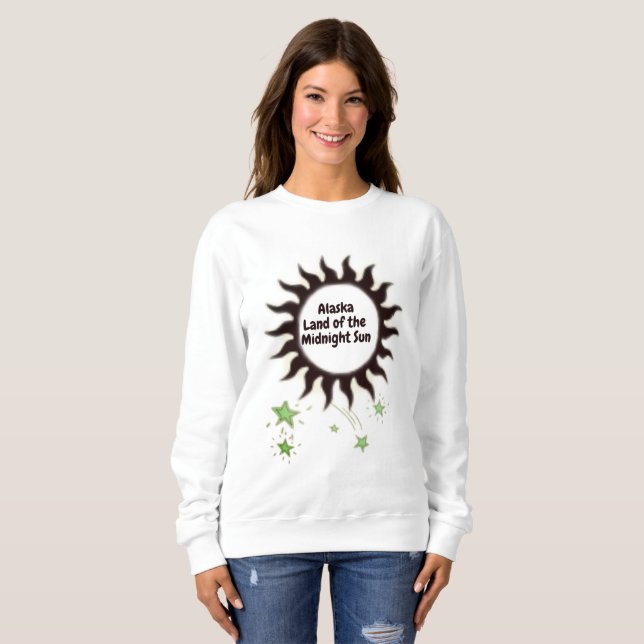 Camiseta Sol da meia-noite preto do Alasca (Frente Completa)