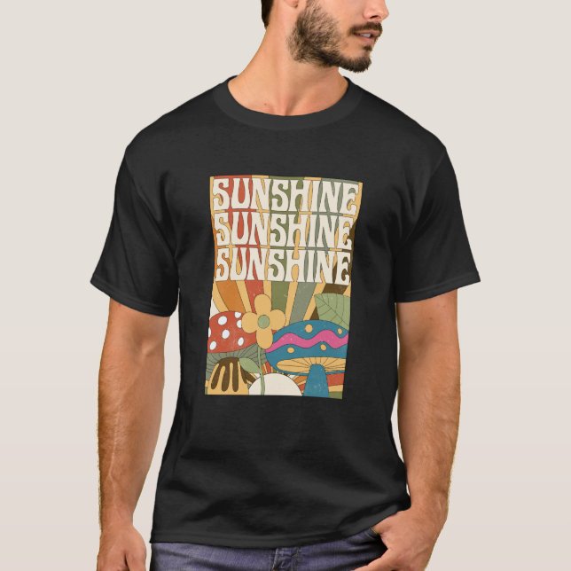 Camiseta Sol do Boho Cogumelo Planta Flor Jardim Forrageame (Frente)