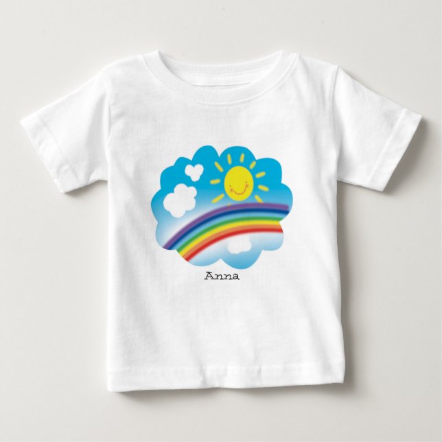Camiseta sol e arco-íris, desenho animado, personalizado (Frente)