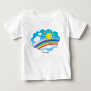 Camiseta sol e arco-íris, imagem de desenho animado, person