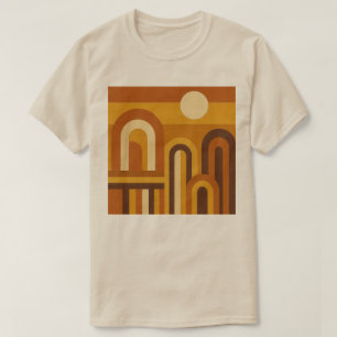 Camiseta Sol e Arcos Design Geométrico Moderno de Meados do