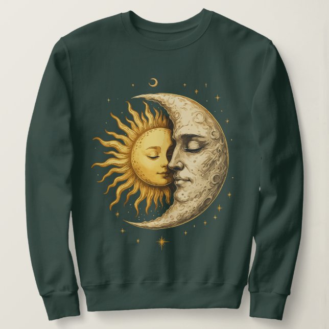 Camiseta Sol e Lua Místicos | Presente Boêmio Yin Yang (Frente do Design)
