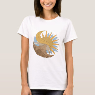 Camiseta Sol e Lua Prateado Afiado Design Ousado