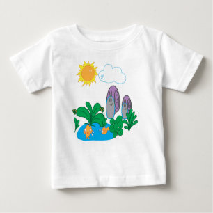 Camiseta Sol e Nuvem Cheios de Caracóis e Peixes