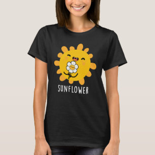 Camiseta Sol Engraçado De Girassol E Flor Escuro BG