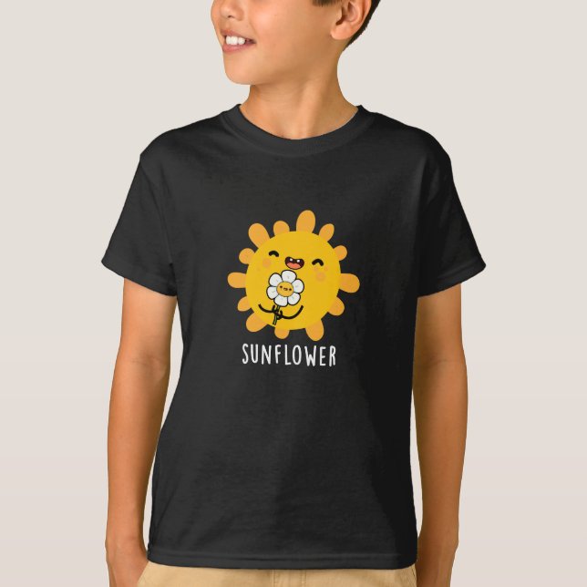 Camiseta Sol Engraçado De Girassol E Flor Escuro BG (Frente)
