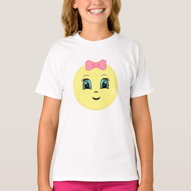 Camiseta Sol Feliz Moderno Fofo com Laço (Frente)