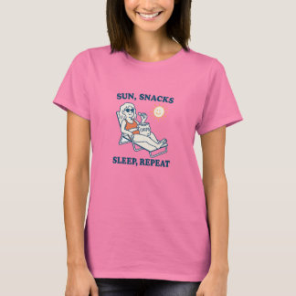 Camiseta Sol, Lanches, Sono, Repetir