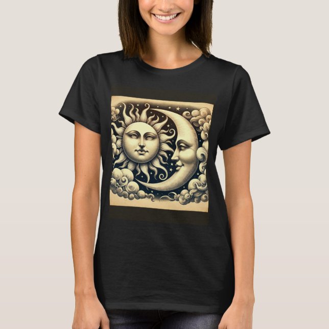Camiseta Sol & Lua Celestiais Vintage  (Frente)