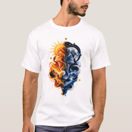 Camiseta Sol Lua – Design de Equilíbrio Cósmico Celestial