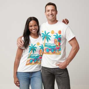 Camiseta Sol & Palmeiras – Design de Estética de Verão