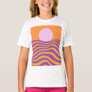 Camiseta Sol psicodélico e ondas ondulantes1