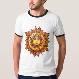 Camiseta Sol Realista de Desenho Animado – Ilustração de So