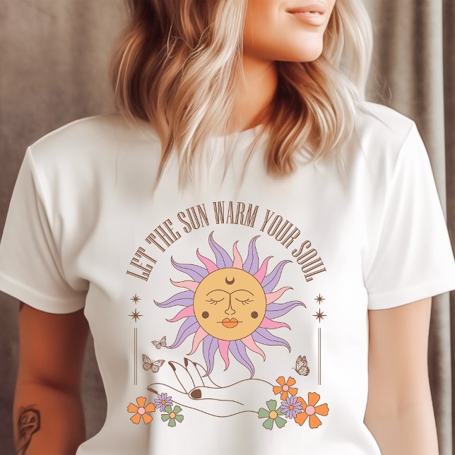 Camiseta Sol Retro Boho Aquecedor da Alma (Criador carregado)