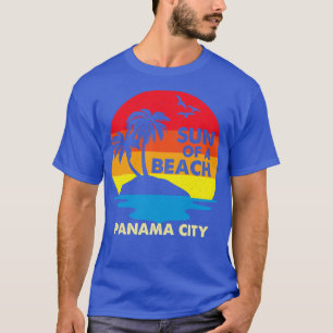 Camiseta Sol Retroativo De Uma Cidade Do Panamá De Praia