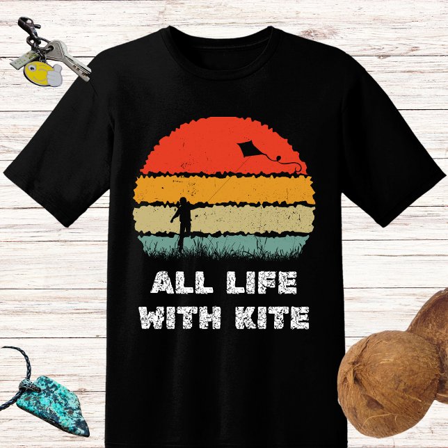 Camiseta Sol retrógrado TODA A VIDA COM KITE surfando 4 gat (Criador carregado)