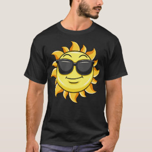 Camiseta sol vestindo óculos de sol feliz sol sol luz feliz