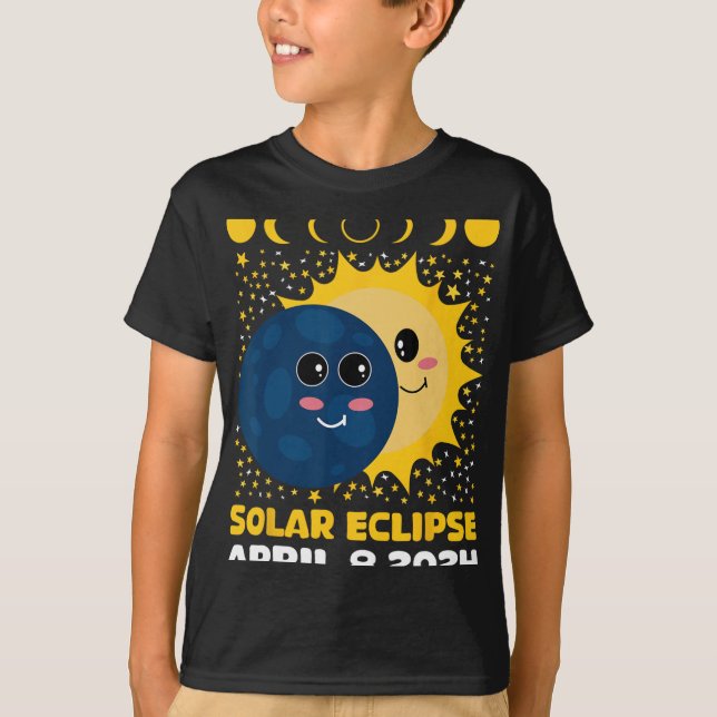Camiseta Solar Eclipse 2024 Cute Kids Toddler Boy Total Ecl (Frente)