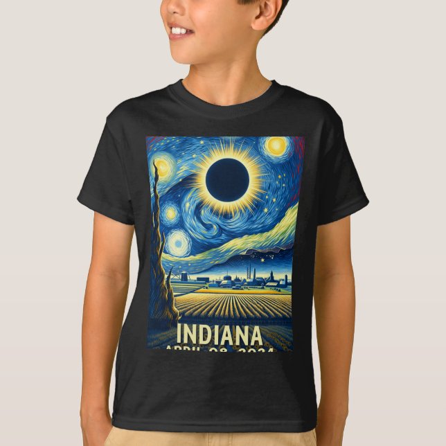 Camiseta Solar Eclipse 2024 Indiana Starry Night (Frente)