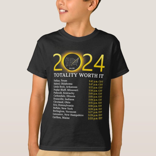 Camiseta Solar Eclipse 2024 Totalidade Engraçada Vale Total (Frente)