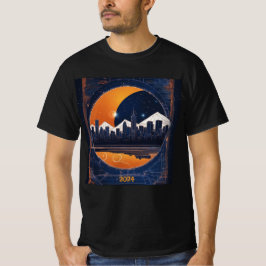 Camiseta Solar Eclipse Cityscape Colinas 2024 Add Name Men'