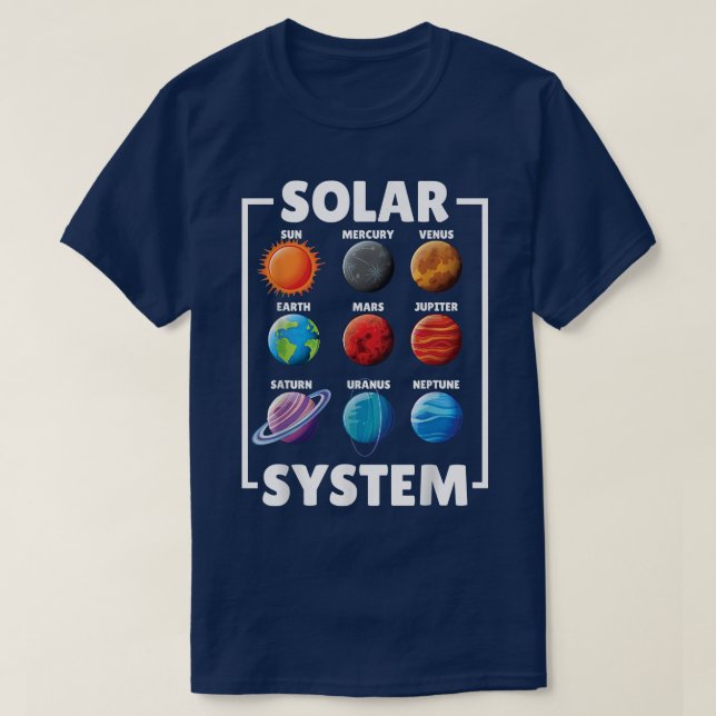 Camiseta Solar Star System Planet Science Astronomy Lovers  (Frente do Design)