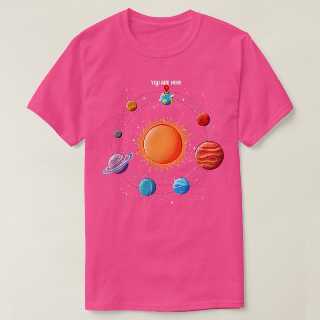 Camiseta Solar System Astronaut You Are Here Space  (Frente do Design)