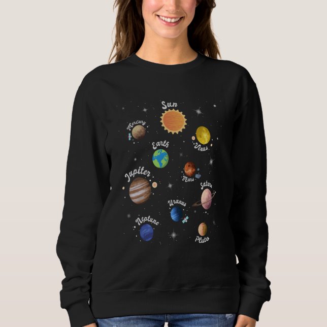 Camiseta Solar System Kids Planets Outer Space Knowledge Sc (Frente)