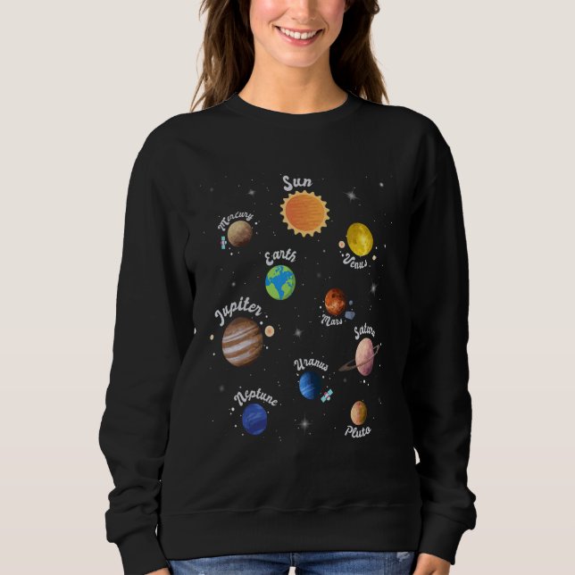 Camiseta Solar System Kids Planets Outer Space Knowledge Sc (Frente)