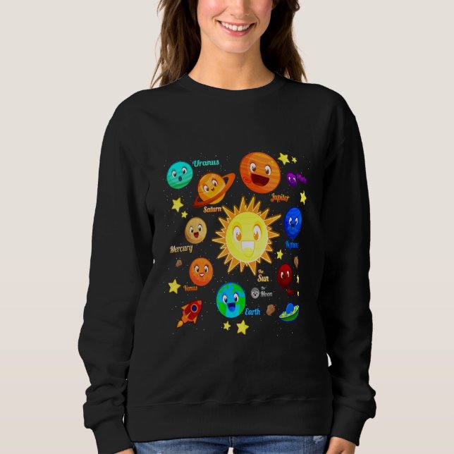 Camiseta Solar System Planets Science Space Boys Girls Kids (Frente)