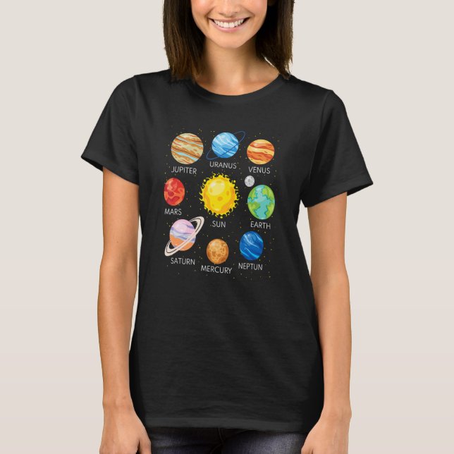Camiseta Solar System Planets Science Space Galaxy Universe (Frente)