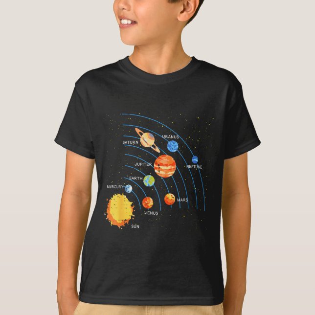 Camiseta Solar System Sun Planets Orbit Space Galaxy Men Wo (Frente)
