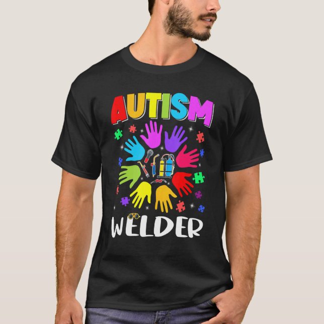 Camiseta Solda Autismo Quebra-cabeça Conscientização do Aut (Frente)